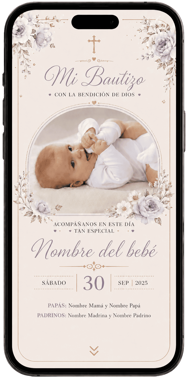 Invitación bautismo elegante