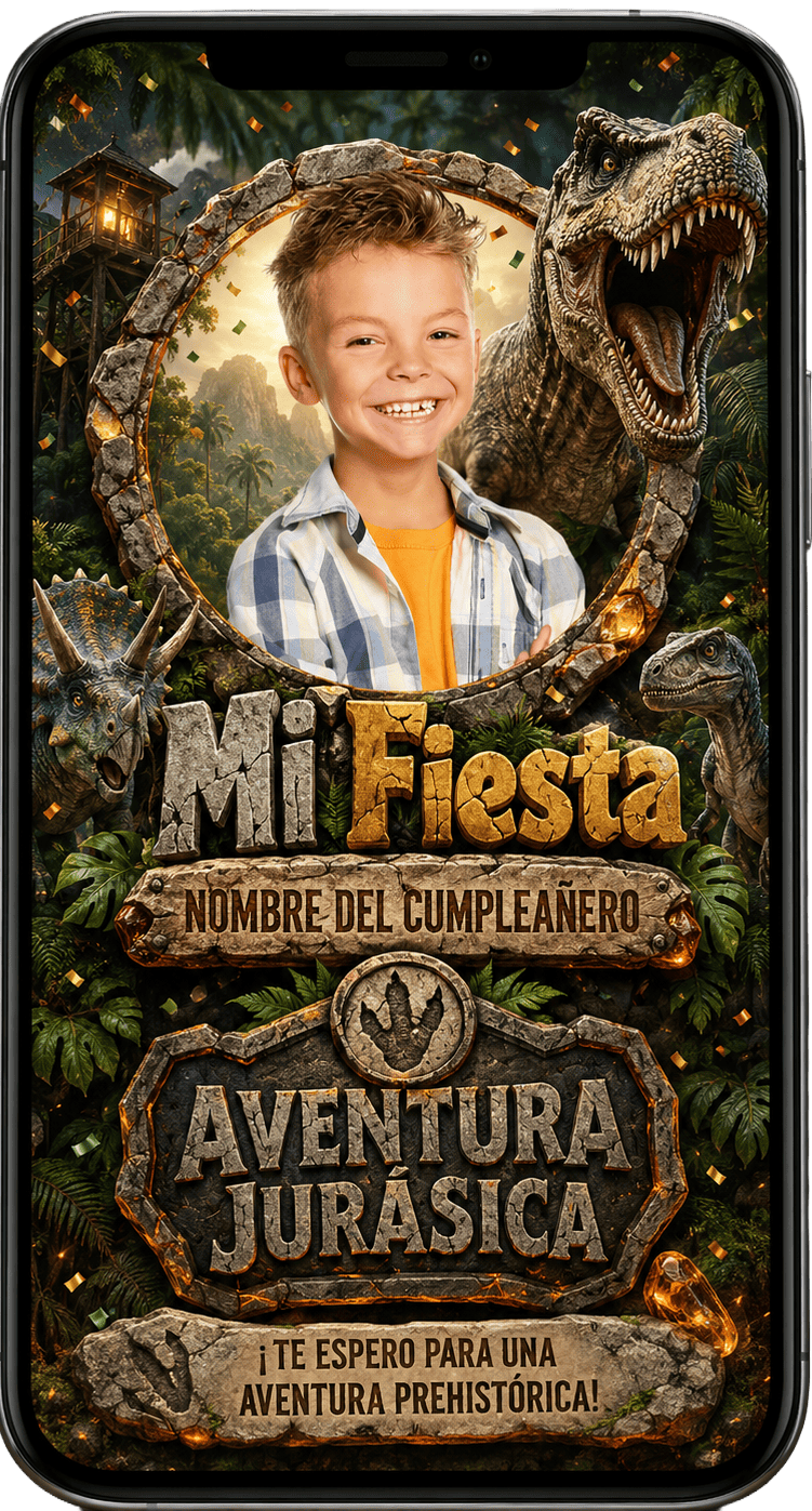 Invitación infantil aventura jurásica